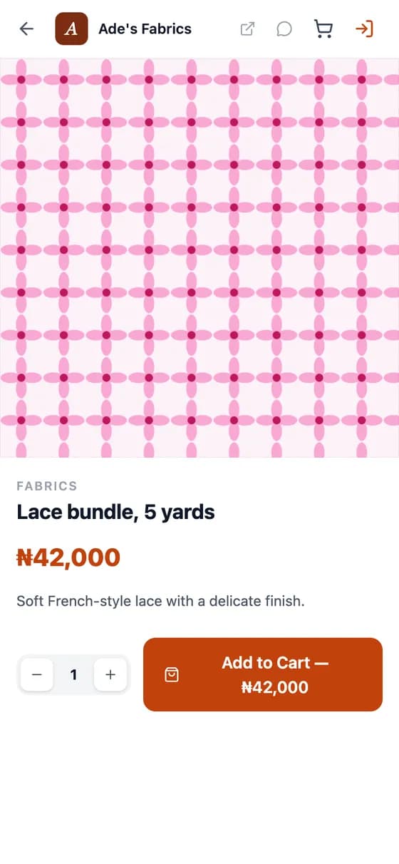 A product page with a large image, price and Add to Cart