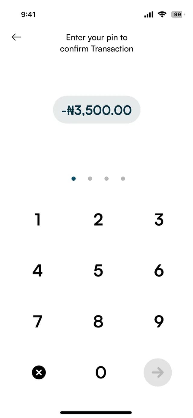Enter your PIN screen confirming a transaction amount